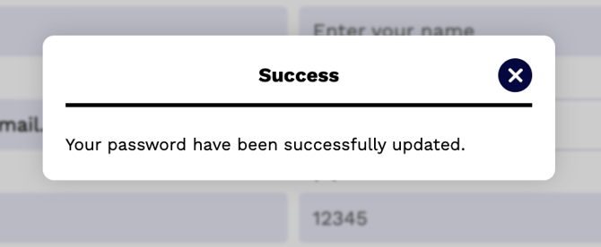 Change PAssword. Success