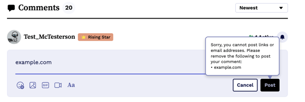 links are not allowed