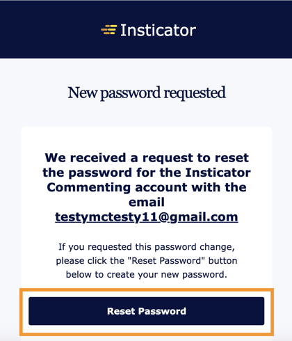 reset password email